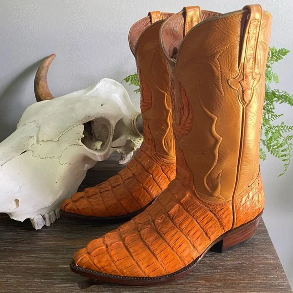 Black Diamond Mens Caiman Alligator Leather Made USA Cowboy Western‎ Boots 10.5 - Picture 2 of 11